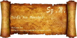 Szőke Mendel névjegykártya